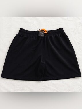 Men's Athletic Shorts in Black with Orange Tie